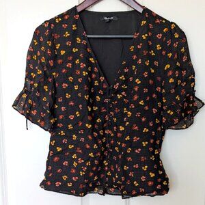 Madewell floral silk blouse
